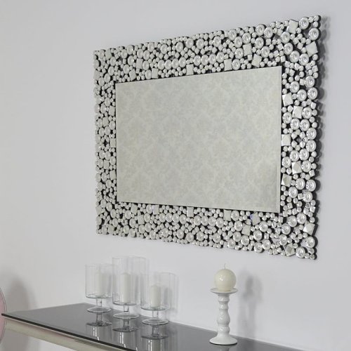 OKPAL Badezimmerspiegel 40,6 X 61 Cm – Silberner Rahmen, HD-Glas, Einfach Zu Montieren