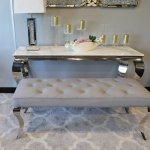 Bench pouf Ludwik Grey glamour - grey footstool quilted with crystals or buttons