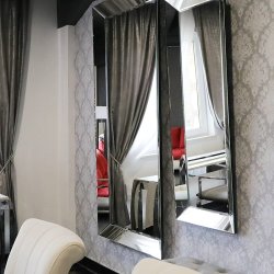 Srebrne lustro glamour prostokątne 100x200 cm M-0570 