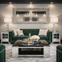 Stolik kawowy Nathan - stal szlachetna blat kamienny nowoczesny