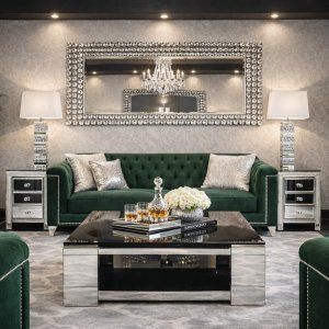 Stolik kawowy Nathan - stal szlachetna blat kamienny nowoczesny