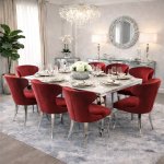 Krzesło glamour Victor Red - krzesła tapicerowane czerwone - zestaw 8 sztuk