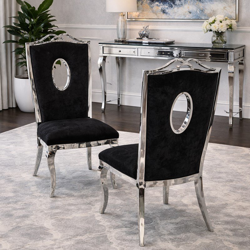 Eleganckie krzesło Luxury w czarnej welurowej tapicerce.jpg