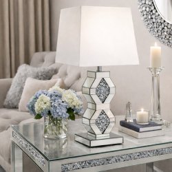 Lampa stołowa dekorowana glamour L-0600