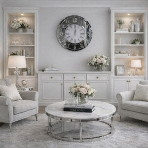 Okrągły zegar lustrzany 55x55 cm C-0648