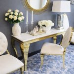 Konsola glamour Ludwik Gold - stal szlachetna złota blat kamienny nowoczesny 