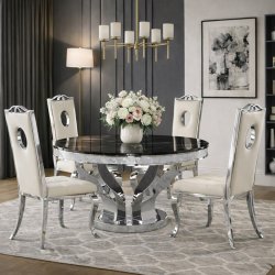 Stół glamour Davson okrągły - stal szlachetna blat kamienny nowoczesny