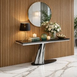 Konsola glamour Dorado - stal szlachetna blat kamienny nowoczesny