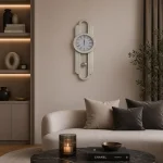 Zegar ścienny prostokątny glamour lustrzany srebrny 33,6x100 cm C-0615