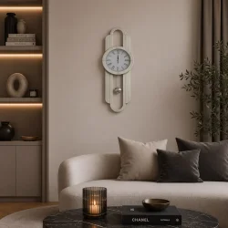 Zegar ścienny prostokątny glamour lustrzany srebrny 33,6x100 cm C-0615