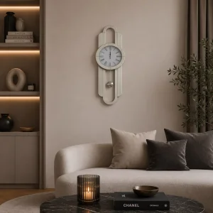 Zegar ścienny prostokątny glamour lustrzany srebrny 33,6x100 cm C-0615