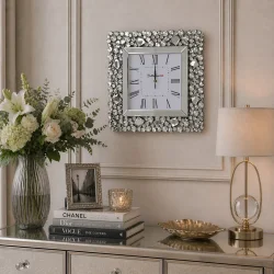 Kwadratowy zegar glamour 50x50x4,6 cm C-0512