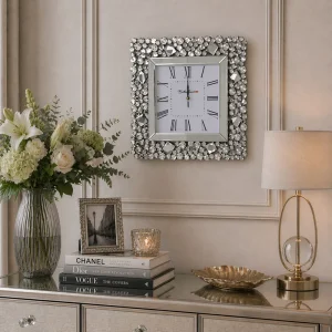 Kwadratowy zegar glamour 50x50x4,6 cm C-0512