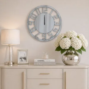 Zegar ścienny okrągły glamour lustrzany oksydowany 80x80 cm C-0637