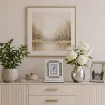 Stojący zegar glamour lustrzany srebrny z kryształkami30x35x12 cm C-0629