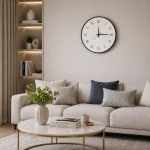 Zegar ścienny okrągły nowoczesny w czarnej ramie 50x50 cm C-0655