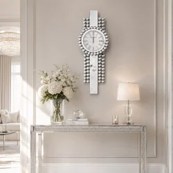 Zegar ścienny prostokątny glamour lustrzany 40x120 cm C-0628