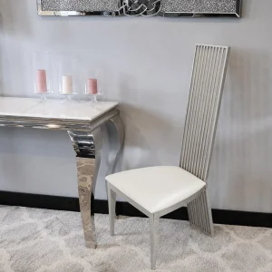 Krzesło glamour Parker White Eco - nowoczesne krzesło tapicerowane ekoskóra