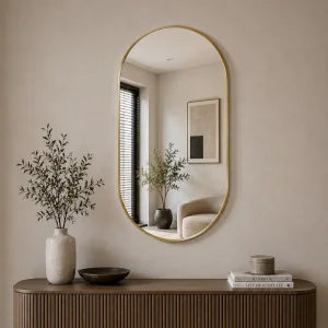 Srebrne lustro glamour prostokątne w złotej ramie 60x90 cm M-0664
