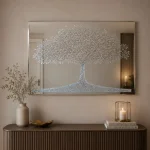 Srebrne lustro glamour prostokątne podświetlane 60x90 cm M-0667