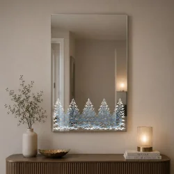 Srebrne lustro glamour prostokątne podświetlane 60x90 cm M-0668