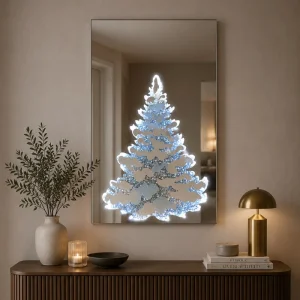 Srebrne lustro glamour prostokątne podświetlane 60x90 cm M-0669
