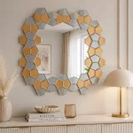 Srebrne lustro glamour kwadratowe 90x90 cm M-0685