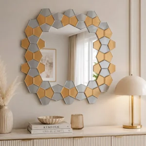 Srebrne lustro glamour kwadratowe 90x90 cm M-0685
