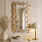 Srebrne lustro glamour prostokątne 90x135  cm M-0686
