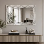 Srebrne lustro glamour prostokątne 80x120  cm M-0690
