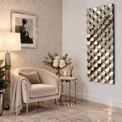 Srebrne lustro glamour prostokątne 60x150 cm M-0510