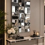  Srebrne lustro glamour prostokątne M-0567-02 80x180 cm