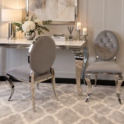 Krzesło Ludwik II glamour Dark Grey - nowoczesne krzesła pikowane kryształkami