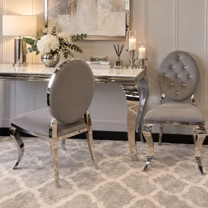 Krzesło Ludwik II glamour Dark Grey - nowoczesne krzesła pikowane kryształkami