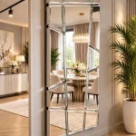  Srebrne lustro glamour prostokątne M-0565-02 80x180 cm
