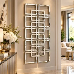 Srebrne lustro glamour prostokątne 80x160 cm M-0562 