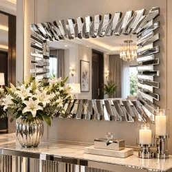 Srebrne lustro glamour prostokątne 80x120 cm M-0554