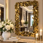Złote lustro glamour prostokątne 80x120 cm M-0547