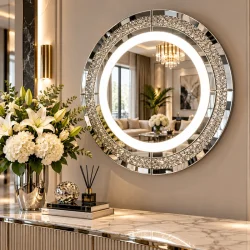 Lustro podświetlane glamour okrągłe śr. 90 cm M-0538 
