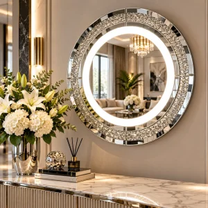 Lustro podświetlane glamour okrągłe śr. 90 cm M-0538 