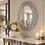 Srebrne lustro glamour owalne 94x120 cm M-0534