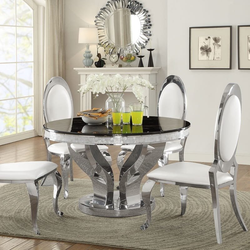 Stół glamour Davson ze stali szlachetnej polerowanej w komplecie z krzesłami z kolekcji Victoria - BellaCasa.co.jpg