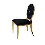 Krzesło Ludwik Gold glamour Black - złote krzesła pikowane kryształkami