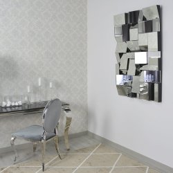 Srebrne lustro glamour prostokątne 80x120 cm M-0520