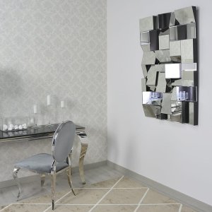 Srebrne lustro glamour prostokątne 80x120 cm M-0520