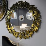 Złote lustro glamour okrągłe śr. 90 cm M-0546