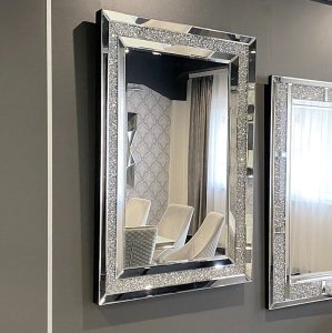 Srebrne lustro glamour prostokątne 80x120 cm M-0532 