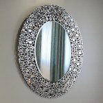 Srebrne lustro glamour owalne 94x120 cm M-0534