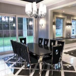 Ludwik glamor table 160x90 cm - stainless steel, modern stone top