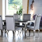 Ludwik glamor table 240x110 cm - stainless steel, modern stone top